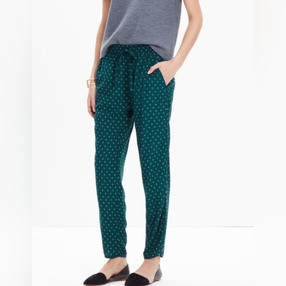 Madewell Forest Green Polka Dot Track Pants